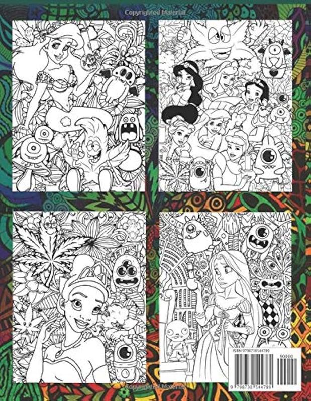 Stoner Coloring Book: 53+ Trippy Psychedelic Stoner 420 Coloring Pages For Adults With Many Favorite Characters For Stress Relief And Relaxation Paperback