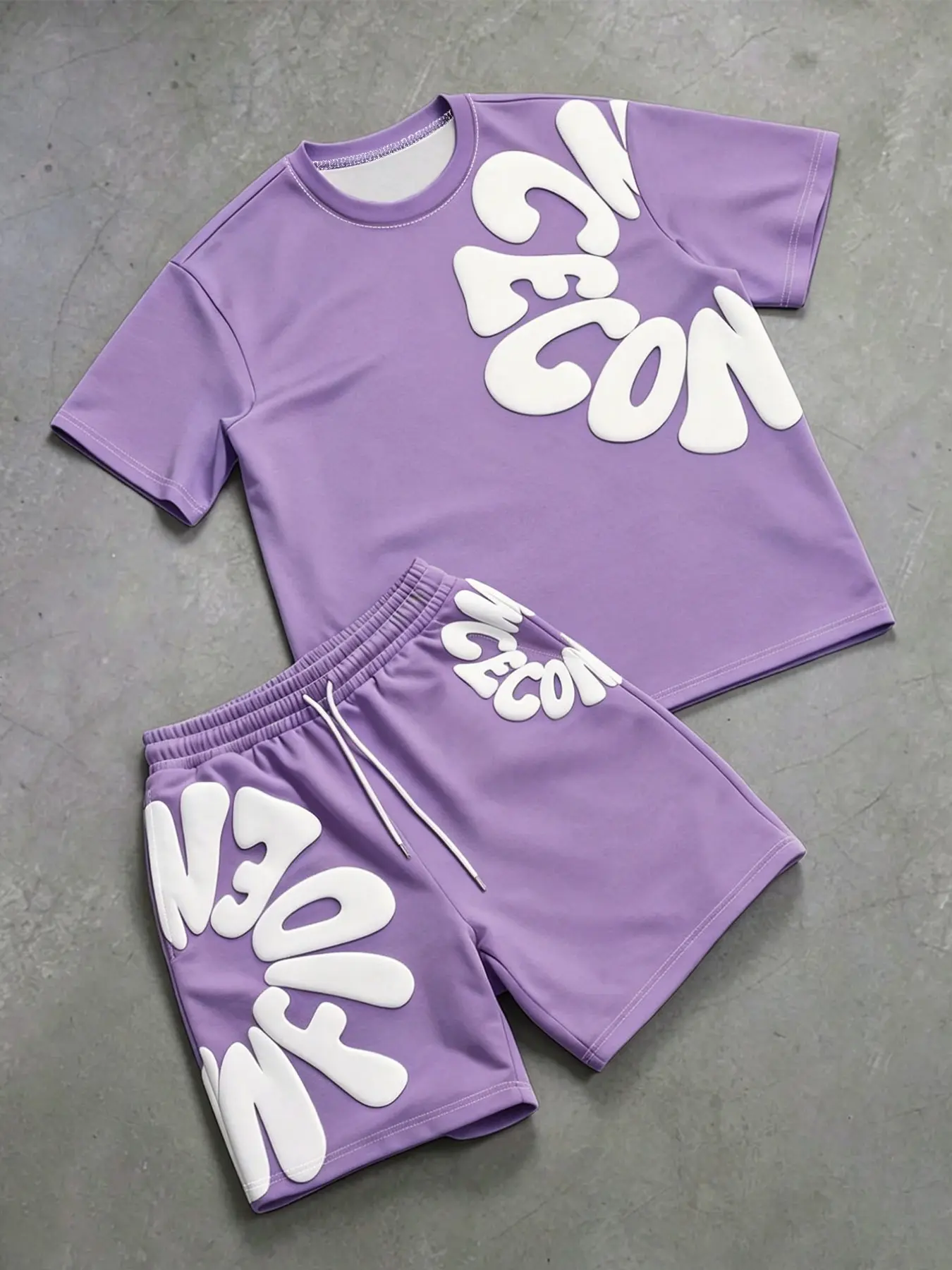 High Street Style Monochrome Letter Print Casual Athleisure Wear Sportswear Two-Piece Set, Athleisure Outfits, Loose-Fitting, Trendy and Comfortable, Perfect for Daily Wear, Sporty Bottoms