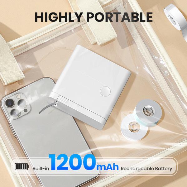 Portable Bluetooth Label Printer, D12 Wireless Handheld Printer with Tape Mini Sticker Maker for Barcodes Storage Office & Home Organization Thermal Printer