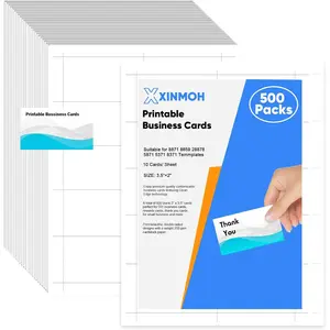 500 Printable Thick Business Cards 3.5" x 2" Business Card Paper Compatible with Laser & Inkjet Printer Double-sided Printing Heavyweight Matte White Paper 10 Cards/Sheet