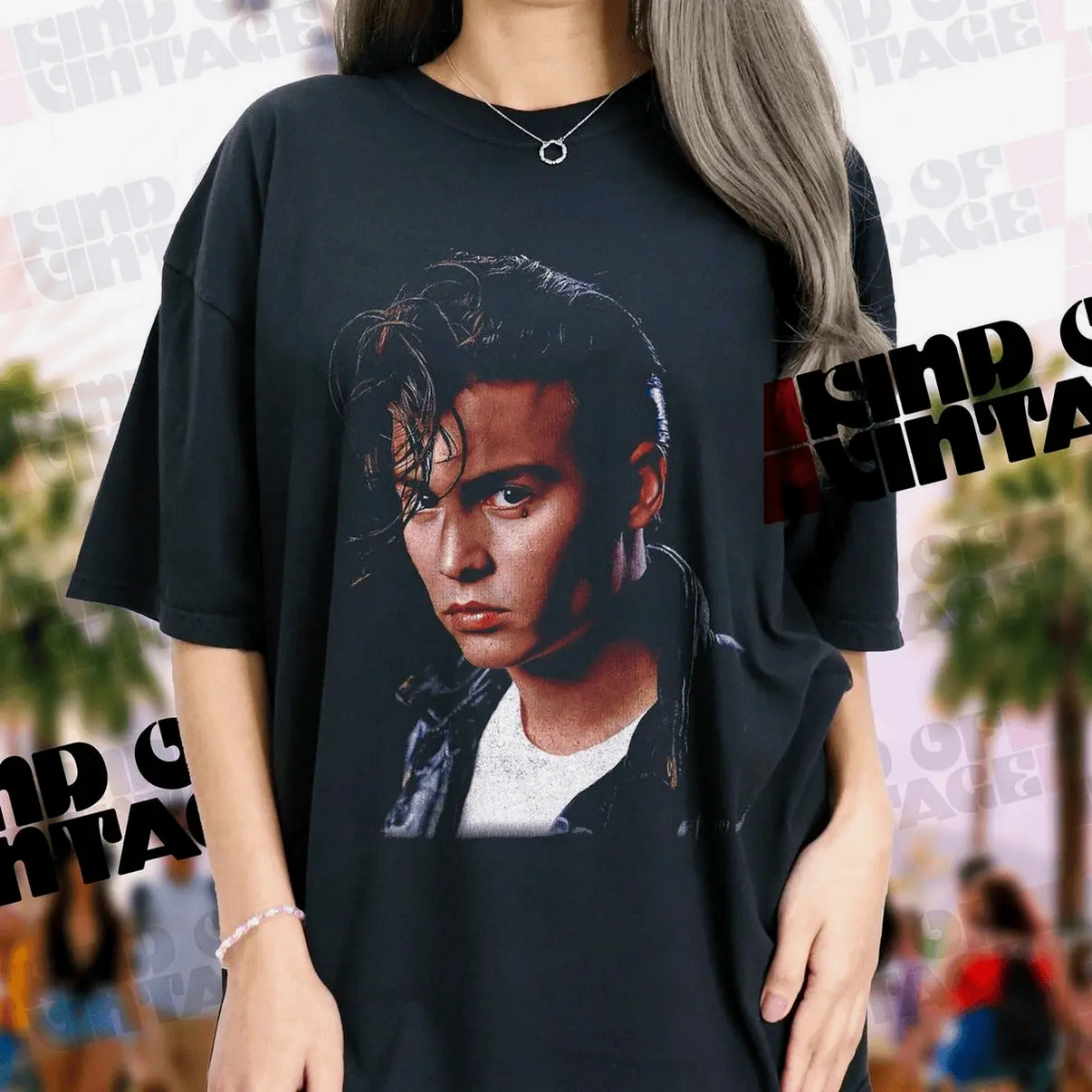 Gildan Vintage 1990 Johnny Depp Cry Baby Graphic T-Shirt - Unisex Loose Short-Sleeve Cotton-Polyester Soft Stretchy Breathable Top, Women's Casual Ootd Outfit Inspiration Party Thanksgiving Tee