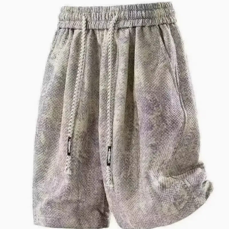Summer Fashion Dyed Casual Shorts for Men Trendy Solid-Color Loose-Fit Plus-Size Pants