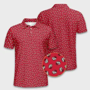Vintage Bulldog Head Performance Polo Shirt – Red Lightweight Breathable Moisture-Wicking Stretch Polo for Comfortable Casual