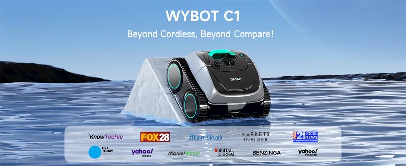 WYBOT C1 Cordless Triple-Motor Pool Robot Cleaner - Efficient Waterline Scrubbing & Dual Brush System for Crystal-Clear Pools