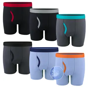 Boys' 6-Pack Boxer Briefs – Soft, Lightweight, and Quick-Dry Youth Underwear with Tagless Comfort and Fly Pouch Black Athletic