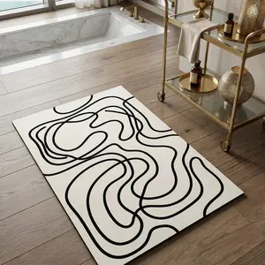 Diatomite bath mat, Abstract Line Pattern,Non-Slip, Easy to Clean, Highly Absorbent, Washable, Suitable for Bathroom, Kitchen, Desk