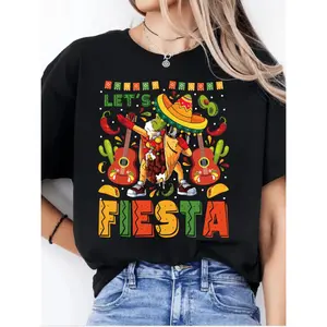 1 Women'S Stylish Round Neck Short-Sleeved T-Shirt with Mexican Cinco De Mayo Pattern Print, Comfortable And Fashionable T-Shirt Suitable for Daily Casual Wear