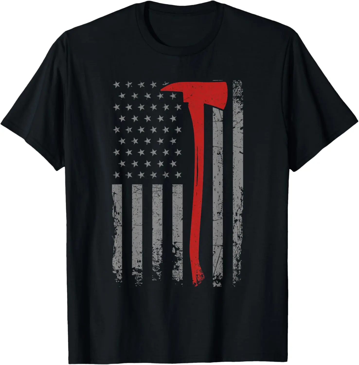 100%cotton Wildland Firefighter Axe American Flag Thin Red Line Fireman T-Shirt Menswear Top