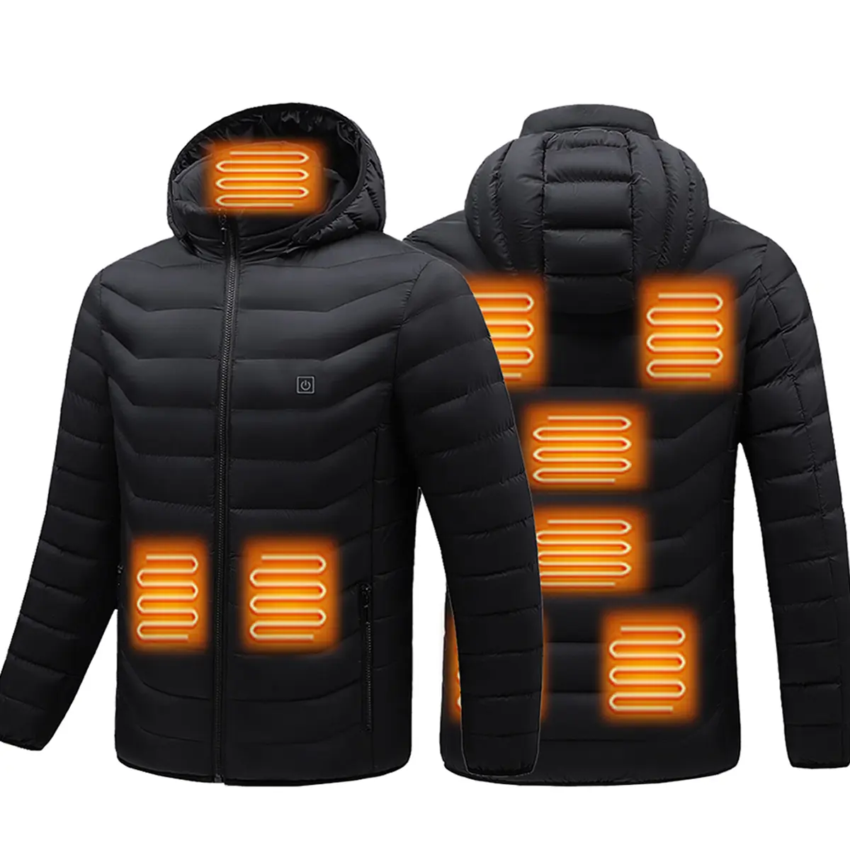 9 Heating Areas Winter Jacket for Men Women, Electric Heated Coat with Adjustable Heat Settings and Independent Control, USB Power Bank Compatible Outerwear for Cold Mornings, Commuting, Outdoor Work and Travel.