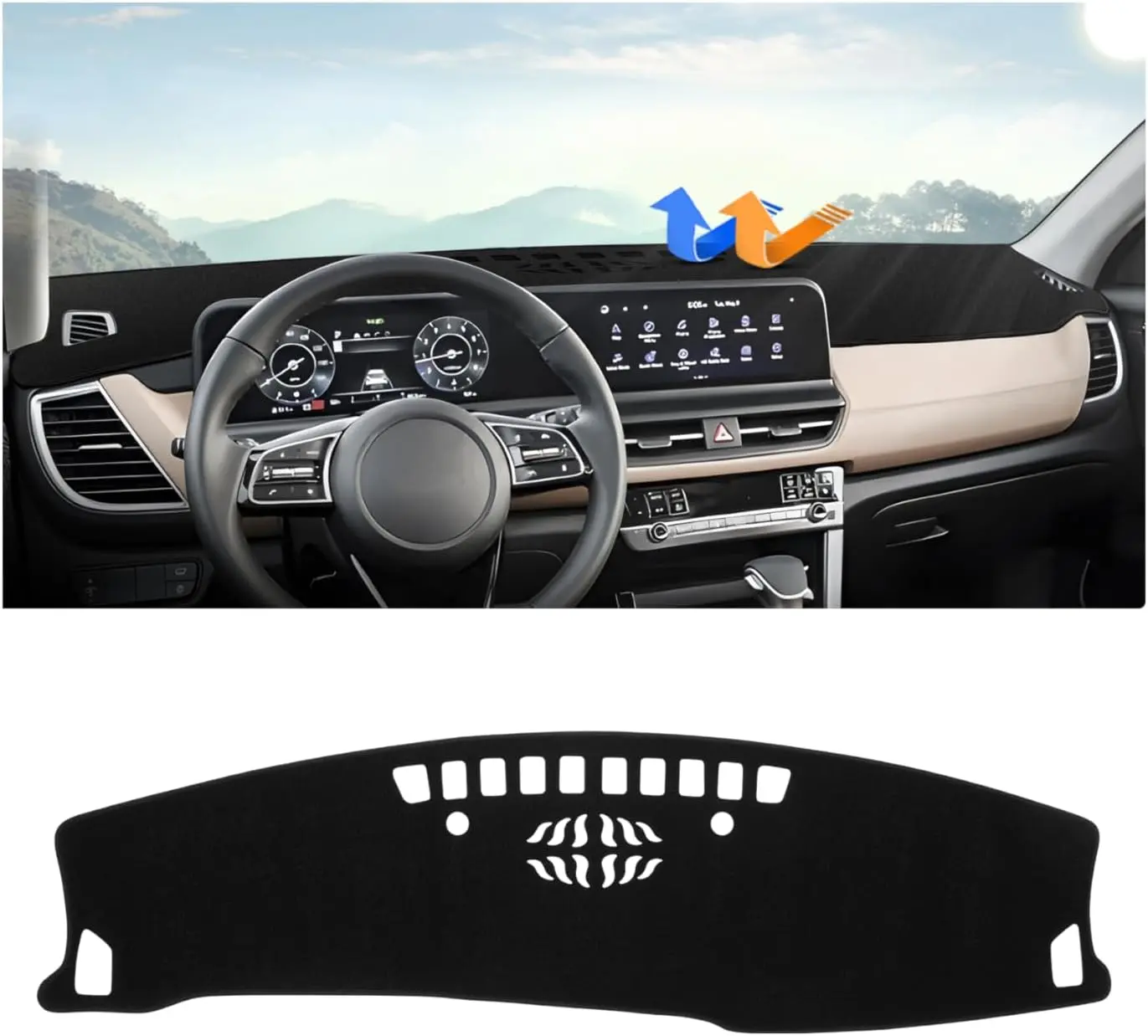 KUST Custom Fit Nonslip Polyester Dashboard Cover Mat for Kia Seltos 2024-2026, Car Auto Accessory, Nonslip Design Flannel Upgrade, Sunshade, Protect From UV Rays Glare Guard