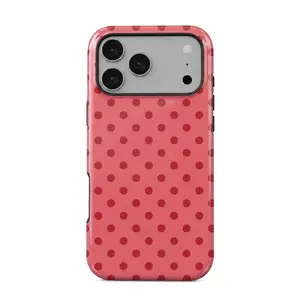 Colorful Coquette Polka Dot iPhone 16 Pro Max Case, Red Tonal Aesthetic Shockproof Cover for Iphone 17 Promax, 17 Pro, 16 Promax, 16 Pro