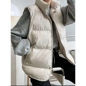 Women's Lightweight Cropped Puffer Vest 【Benefit】Women's Imitation Down Jacket For Winter Stand Collar Imitation Down Vest