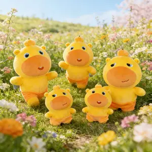 MINISO standing plush doll — cute gift; adorable stuffed toy with a blank stare and pouty mouth expression; hugging pillow plush; fun birthday gift for friends