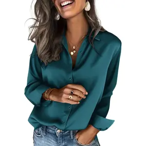 Satin Blouses for Women Silk Button Down Shirts Long Sleeve Business Casual Tops