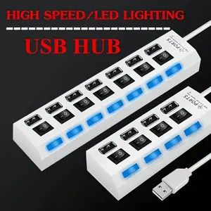 4-Port and 7-Port USB HUB with Independent Switch for USB Drives, External Storage, Keyboard, Mouse and Charging, Enhanced Safety Features, USB Ports