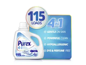 Purex Free & Clear Liquid Laundry Detergent 150 fl oz 115 Loads Gentle on Skin Powerful Clean Hypoallergenic Dye Perfume Free