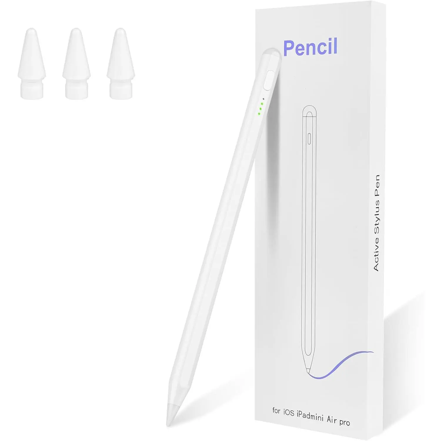 Stylus Pen for Ipad Pencil (2018-2025) - 2X  Charge Compatible with  Pencil Pro 13"/12.9"/11"/M4, iPad 11/10/9/8/7/6/th Gen, Air 7/6/5/4/3/M3/M2, Mini7/6/5th, White