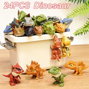 24 Mini Dinosaur Finger Puppets, Compact Tyrannosaurus Rex, Triceratops, Velociraptor, Pterodactyl, and Various Other Dinosaur Figures for Decoration, Desktop Small Ornaments, Joints Movable, Realistic Animal Models with Flexible Joints - Perfect as Colle