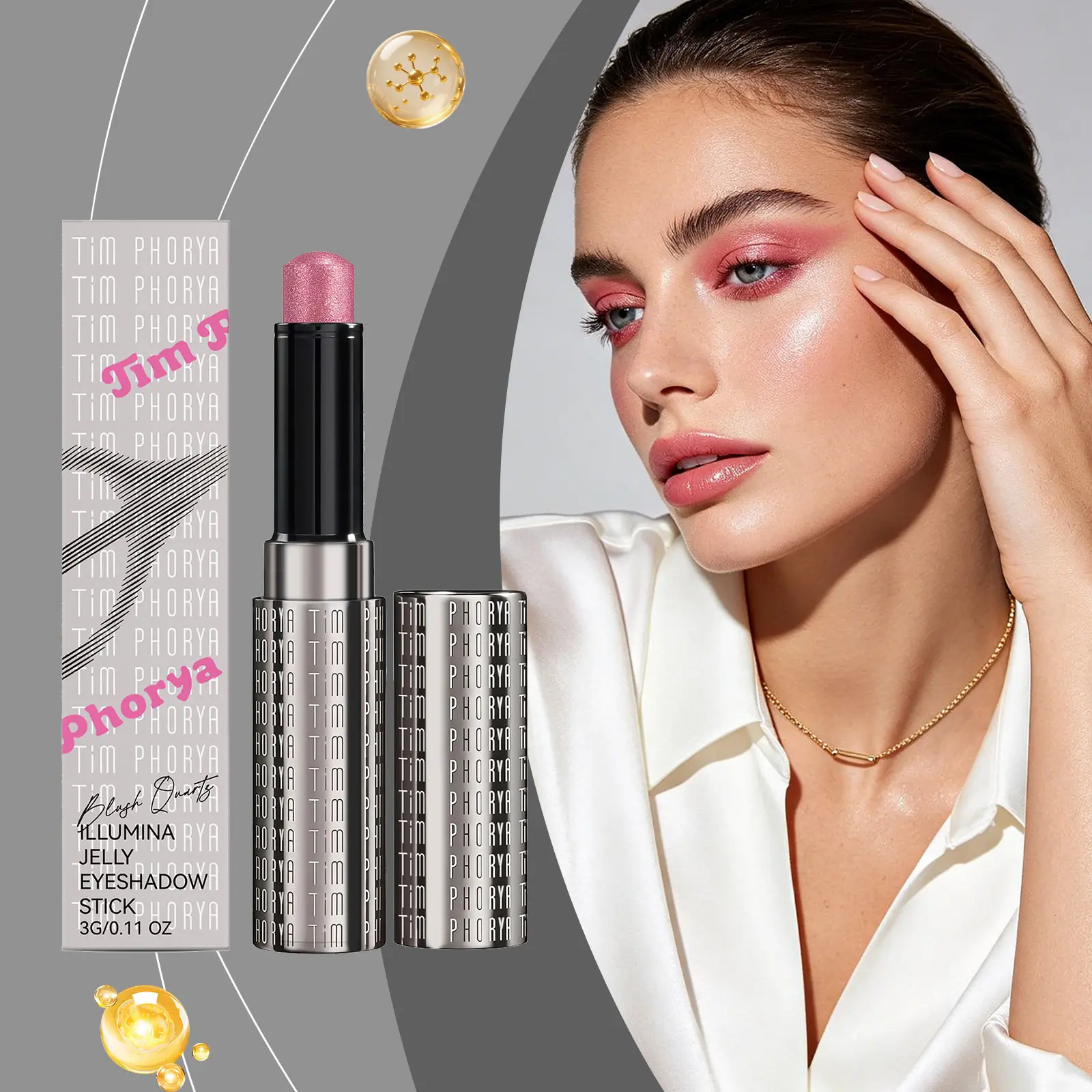 Bright Jelly Eyeshadow Stick (Pearl Pink) - Jelly Texture, Sheer Pearl, Pink Tint, Mica+Silica, Dewy, Sparkly, Ideal for Daily Makeup & Date-Night Looks, Pink Tint Eyeshadow, Sheer Pearl Eyeshadow