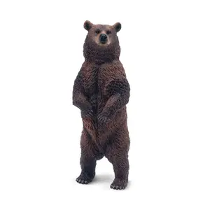 Toymany Hand-Painted Standing Brown Bear Figurine Wildlife – Realistic Animal Model, Ideal for Early Education, Montessori Sensory Play, Cake & Party Decorations, Desk & Home Décor, Thoughtful Gifts, and Collectible Figurine for Enthusiasts