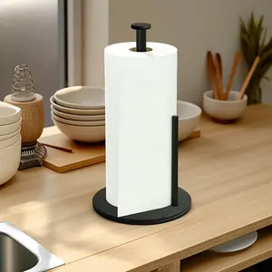 Tissue holder, silver kitchen tissue cartridge, high-quality stainless steel tissue holder for kitchen tissue winding, countertop tissue dispenser with heavy base, Kitchen Accessory