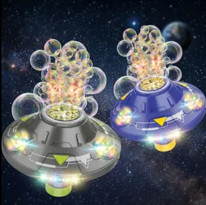Handheld Bubble Maker - Automatic UFO Party Rechargeable Blower with Lights, Tornado Bubbles, Spring Summer Outdoor Kids' Toy, Top Easter Gift