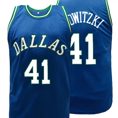 Men'S Blue # 41 Embroidered Retro Basketball jerseys Embroidery Basketball Jersey Breathable Athletic Top Slightly Stretch Breathable Sports niform, Sleeveless Basketball Shirt For Training Competition Party Vintage Basketball Jersey