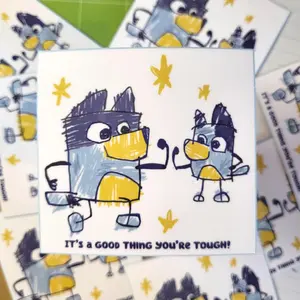 Fathers Day Doodle Blue Heeler dog family sticker || 3" sticker