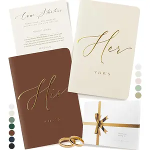 Wedding Vow Books His & Hers - Wedding Registry Gifts Ideas for Bride & Groom, Vow Books for Wedding - Soft-Touch, Gold-Foiled, 28 Lined Pages Vow Book for Her & Him [Ivory & Terracotta]