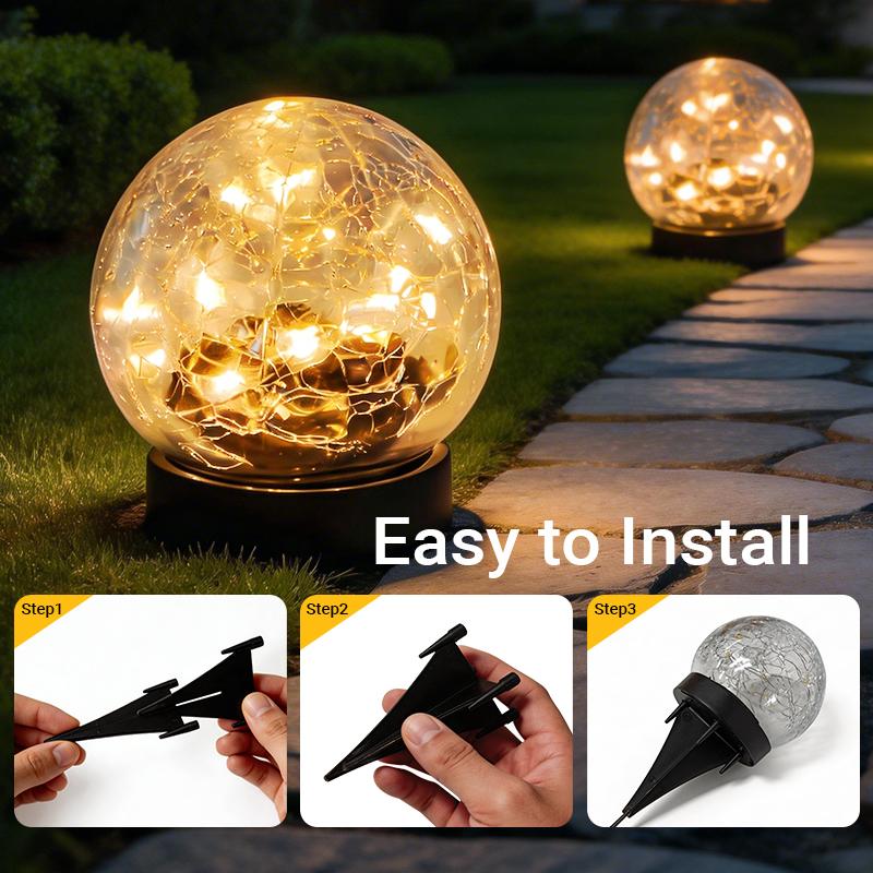 Solar Globe Lights Outdoor Waterproof-Solar Balls Garden-Cracked Glass Ball Solar Lights Outdoor-Solar Orbs Outside-Outdoor Decorations Patio & Yard Lawn Backyard Decor Solar Globe Lights Outdoor Waterproof-Solar Balls Garden-Cracked Glass Ball Solar Lights Outdoor-Solar Orbs Outside-Outdoor Decorations Patio & Yard Lawn Backyard Decor