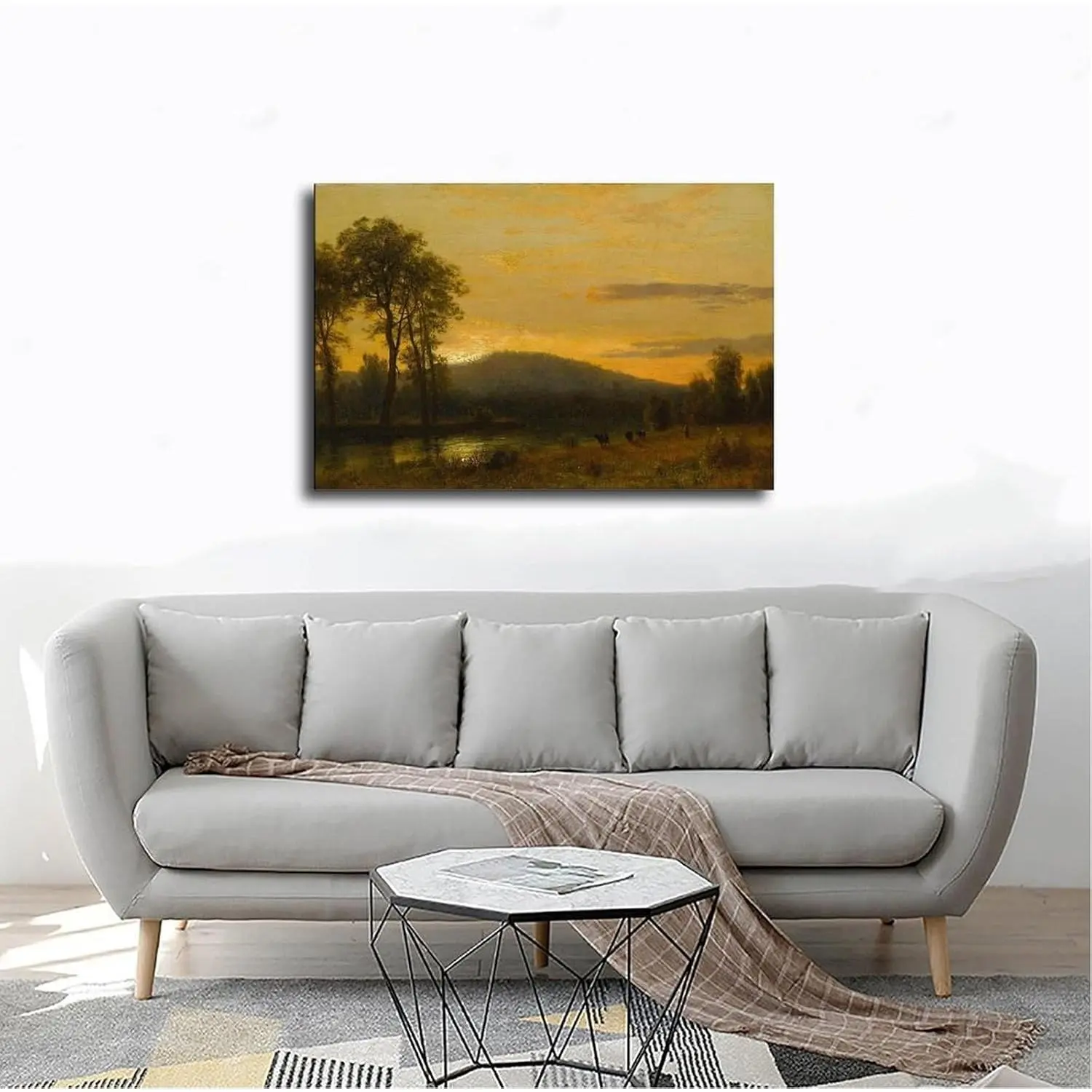 Albert Bierstadt Romantic American Landscape Sunset near Conway Poster Print for Teen Boys Room Wall Art Canvas Print 24x36inch(60x90cm)