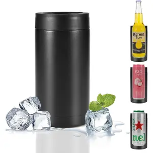 16oz Stainless Steel Double Wall Insulated Can Cooler,  Bottle Holder, Bottle or Tumbler for Slim  & Hard Seltzer Cans (BLACK)