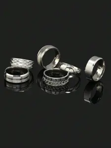 Stainless Steel Ring Set, Stackable Rings, Fashion Jewelry for Party, Daily Clothing Decor, Trendy All-match & Exquisite Jewelry for Birthday Gift