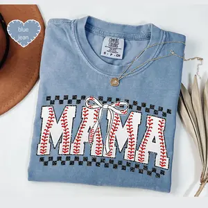 Comfort Colors Retro Checkered Baseball Mama Shirt, Mothers Day Gift From Daughter for Mom Mama Shirt For Birthday For Her, First Mother's Day Gift - AMBER