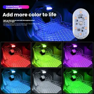 Car Ambient LED Lighting Kit, USB Touch Control Multi-Color Interior Lights, Footwell Trunk & Reading, Easy Install Mood Light Strip