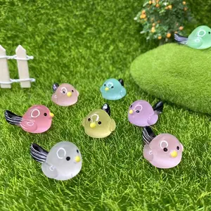 Cute Cartoon Bird Design Resin Ornament Set, Mini Simulation Cartoon 3D Colorful Night Light Bird Ornament, Luminous Bird Ornaments, Fish & Aquatic Supplies, Aquarium
