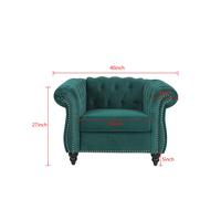 Green Velvet 1 Seater Tufted Sofa