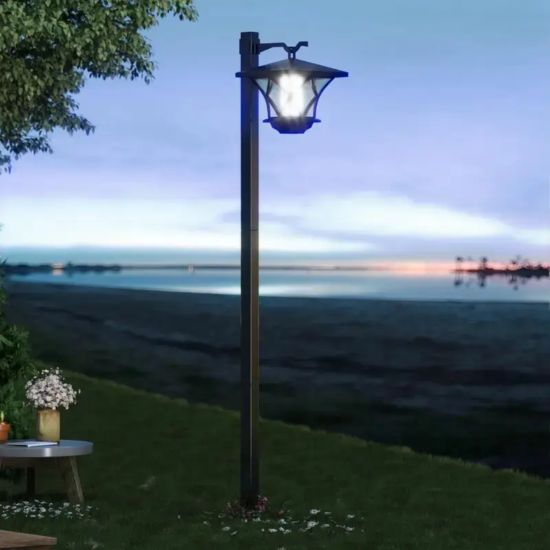 1-Pack 59-Inch Solar Lamp Post Outdoor Solar Lighting Retro Black Pole Light Solar-Powered for Driveway Patio Garden Lawn Backyard Pathway Unisex