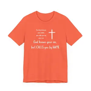 Christian Inspirational Short Sleeve Tee - "God Calls You by NAME" Casual Collar