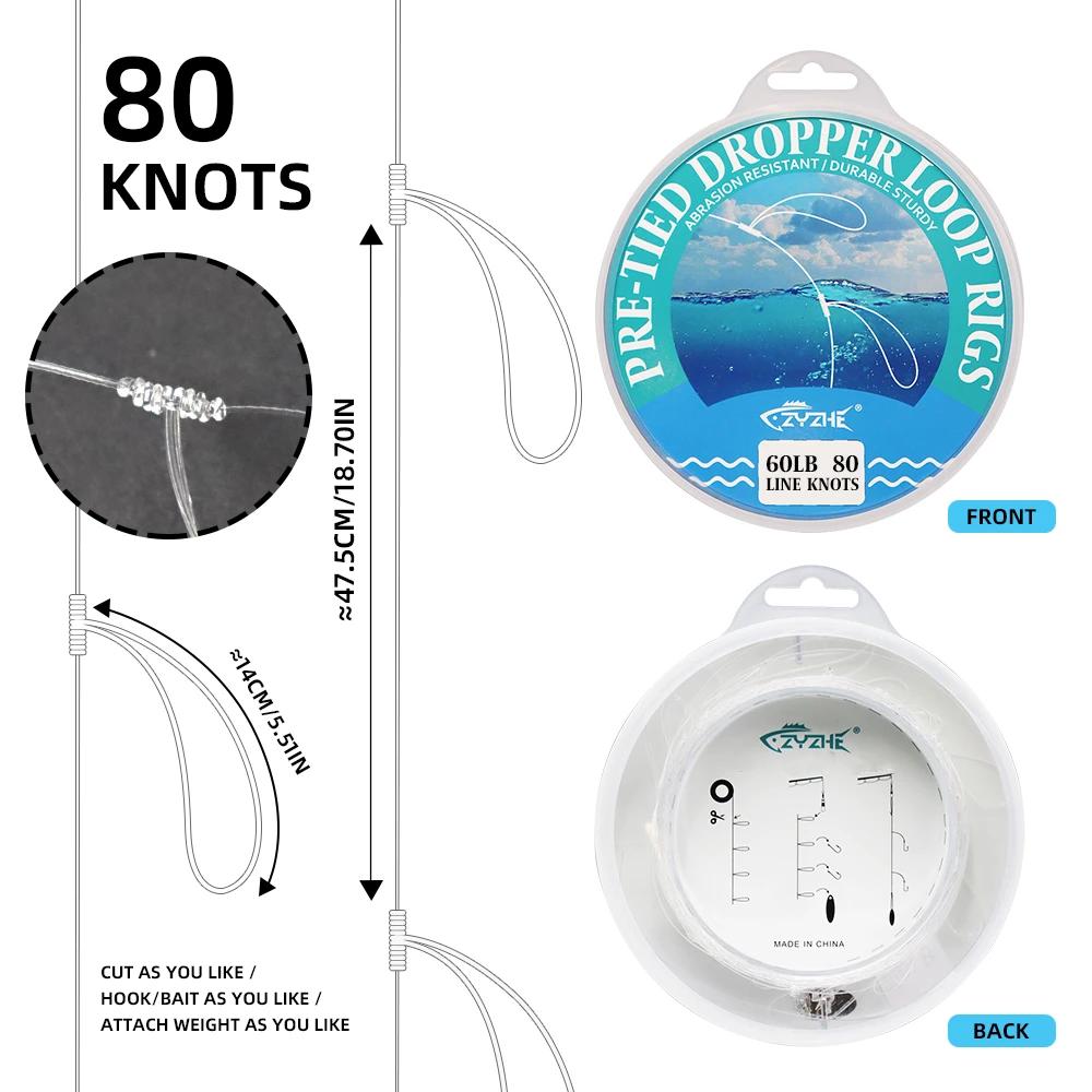 Pre‑Tied Dropper Loop Rigs Fishing Line 80 Loops 10‑50LB Saltwater Freshwater Fishing Tackle