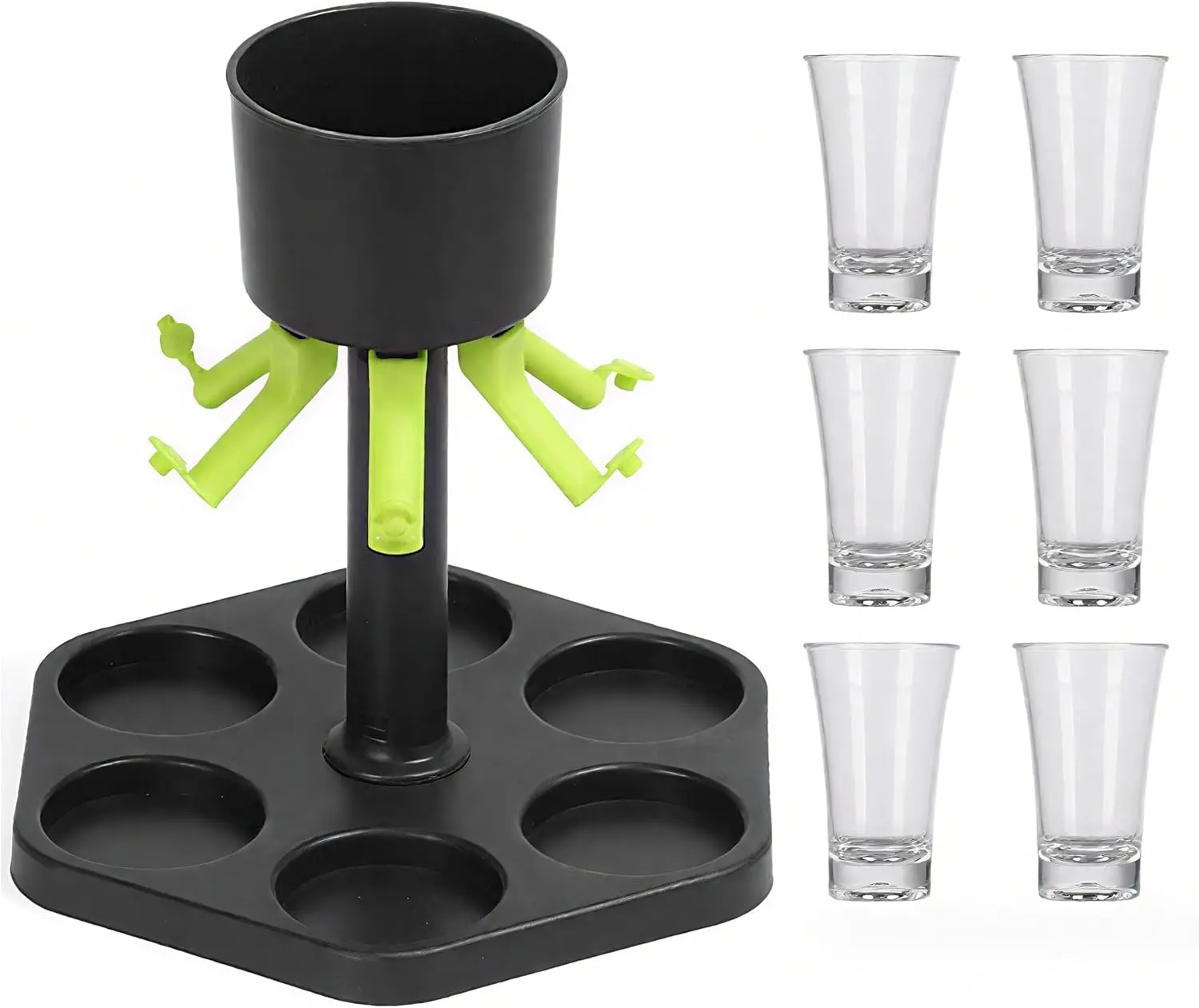 Creative 6 Shot Glass Dispenser And Holder, Shots  Accessories, Fair Pouring Dispenser, Glass Tray Set, No One Can Raise Fish Now (with 6 cups)
