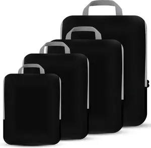 [New Deal] 4 Set Compression Packing Cubes Travel - Travel Accessories Expandable Packing Organizers for Carry On - Essentials Luggage Travel Bags