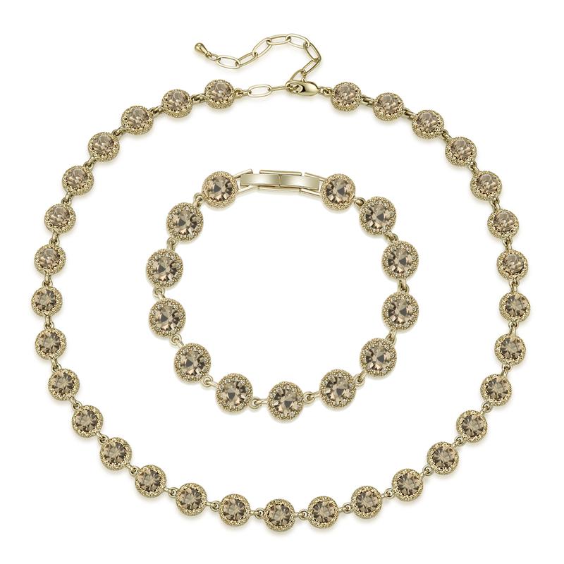 Czech Diamond Necklace & Bracelet Set – Romantic Jewelry Gift for Girlfriend, Anniversary & Birthday