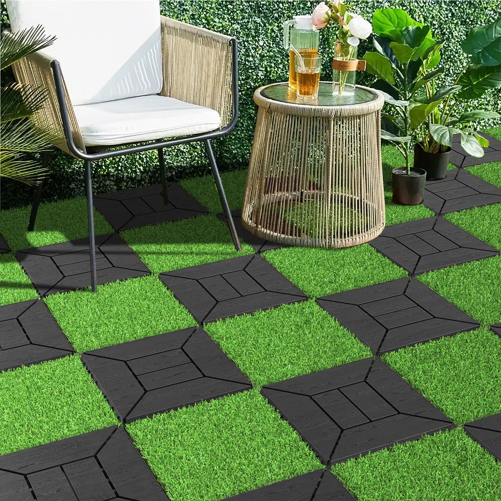 Interlocking Composite Deck Tiles, 44-Pack 12"x12" Waterproof Customizable Flooring, All-Weather for Patio, Outdoor Playground, Walkway, Indoor Bathroom, Porch, Balcony Backyard Poolside
