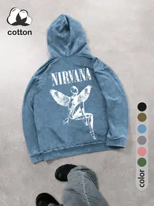 Men's Streetwear Vintage Wash Hooded Sweatshirt, Fashionable Casual Long Sleeve Pullover, Spring & Fall Fitted Design, Casual Cozy Sweatshirt