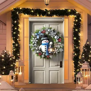 Christmas Door Cover Banner 71x35 Golden Bells and Red Bow Hanging Swag Design Holiday Door Backdrop Winter Porch Decoration Outdoor Photography Background Christmas Door Decor for Home