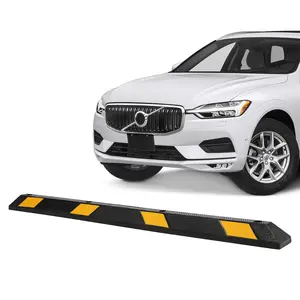 GARVEE 1 Pack Curb Garage Car Stopper, 72 Inch Heavy Duty Parking Stopper for Garage with Yellow Reflective Stripes, Rubber Garage Parking Stops for Vehicles Truck Driveway Garage