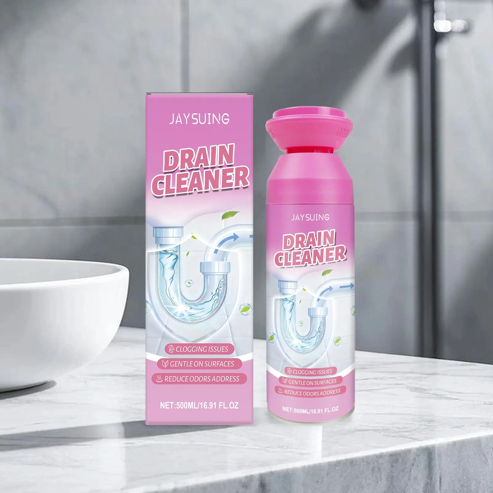 Drain Cleaner for Kitchen & Bathroom, Removes Grease & Dirt, Effective Unclogging Solution, Freshen Up Clogged Pipes, Kitchen Cleaning Product