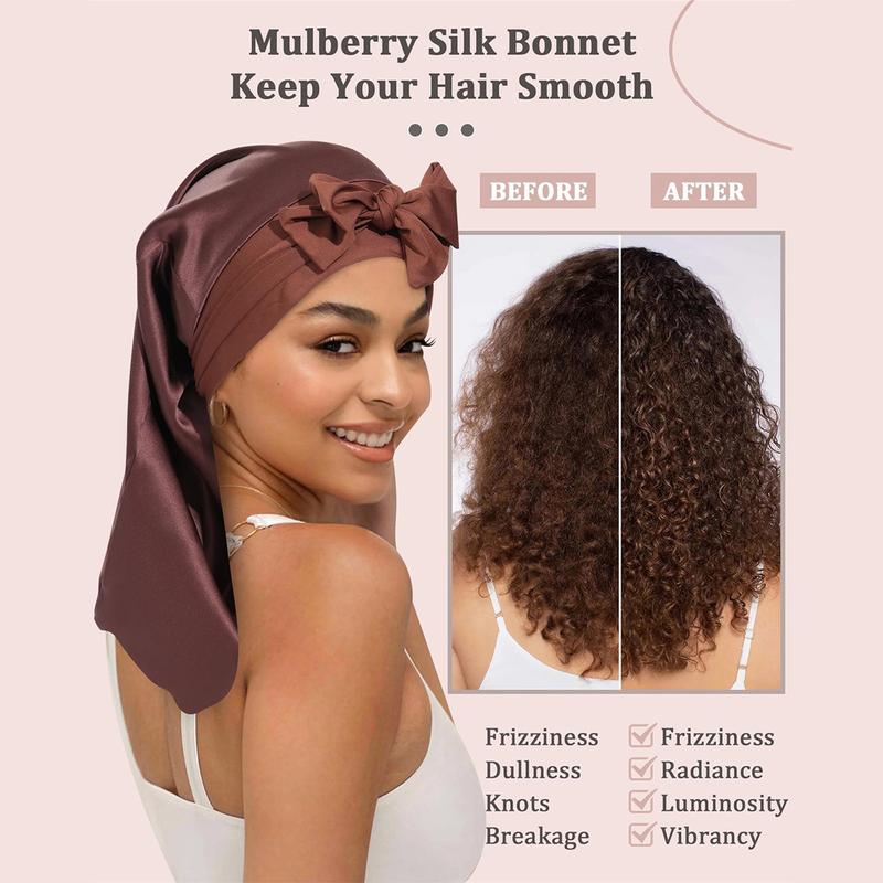 100% Mulberry Silk Bonnet for Women Long Hair Bonnet Natural Silk Sleeping Cap with Elastic Tie Band Hair Bonnets for Hair Nightcap Gifts for Female 100% Mulberry Silk Bonnet for Women Long Hair Bonnet Natural Silk Sleeping Cap with Elastic Tie Band Hair Bonnets for Hair Nightcap Gifts for Female