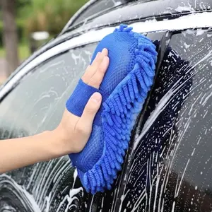 Blue Soft Sponge Brush for Motorcycle Cleaning, High Absorbent Velvet Sponge, Essential Car Care Tool, Daily Vehicle Beauty Maintenance